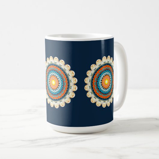Pale Yellow Orange Mandala Mug (Devant droit)