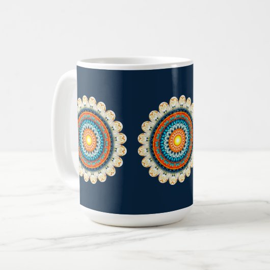 Pale Yellow Orange Mandala Mug (Devant gauche)