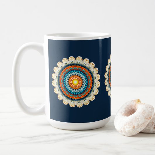 Pale Yellow Orange Mandala Mug Koffiemok (Met donut)