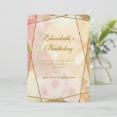 Pale Yellow Rose Birthday Invitation Card (Debout devant)