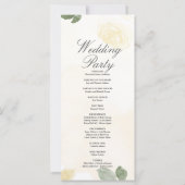 Pale Yellow Roses et programme de mariage vert (Dos)