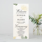 Pale Yellow Roses et programme de mariage vert (Debout devant)
