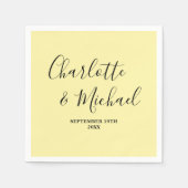 Pale Yellow Script Minimalist Wedding Servet (Voorkant)