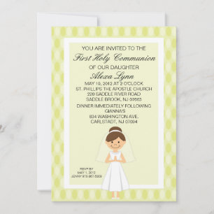 Pale YellowJolie invitation de la première communi