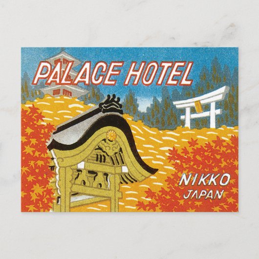  paleis Hotel Japan Label Art Briefkaart (Voorkant)