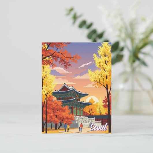 Paleis in Herfst Seoul Zuid-Korea Briefkaart (Staand voorkant)