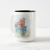 Paleis Pena in Sintra, Portugal Tweekleurige Koffiemok (Voorkant links)