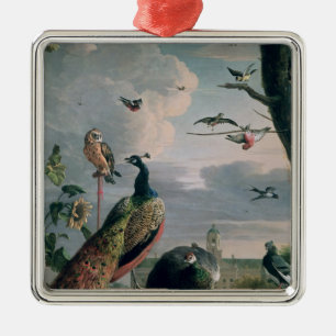 Paleis van Amsterdam met exotische vogels Metalen Ornament