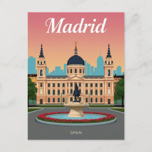 Paleis van het Stadhuis van Madrid & Fontein Briefkaart