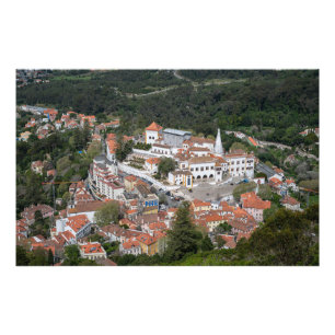 Paleis van Sintra van bovenaf in Sintra, Portugal Foto Afdruk