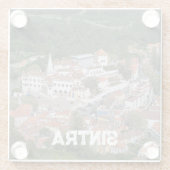 Paleis van Sintra van bovenaf in Sintra, Portugal Glazen Onderzetter (Achterkant)