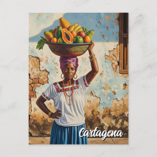 Palenquera fruitverkoper in Cartagena Colombia Briefkaart