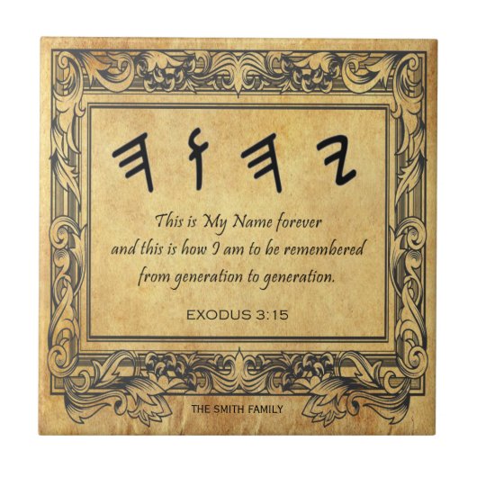 Paleo Hebrew Naam van God op Parchment Background Tegeltje (Voorkant)