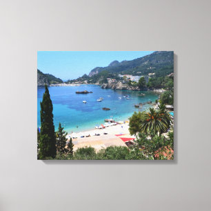 Paleokastritsa, Corfu Griekenland Canvas Afdruk