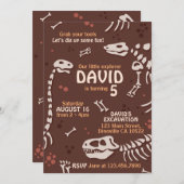 Paléontologie mignonne Dinosaur os Invitation d'an (Devant / Derrière)