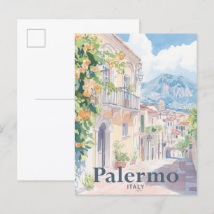 Palermo Italië Waterverf Schilderij Reizen Briefkaart