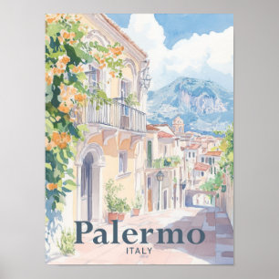 Palermo Italië Waterverf Schilderij Reizen Poster