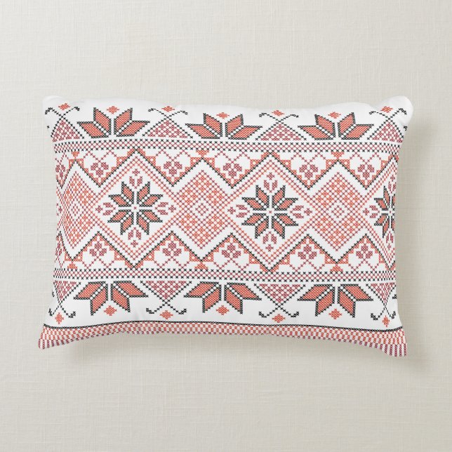 Palestijns Arabisch Tatreez Embroidery Pattern Accent Kussen (Achterkant)
