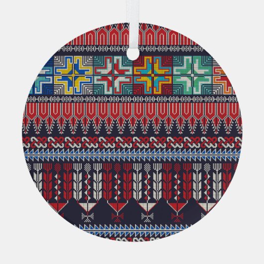 Palestijns borduurmotief patroon. glas ornament (Achterkant)