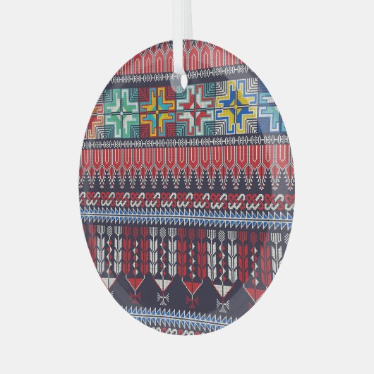 Palestijns borduurmotief patroon. glas ornament (Voorkant links)