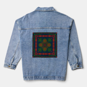 Palestijns Borduurwerk Tatreez rood groen 5 Patroo Denim Jacket