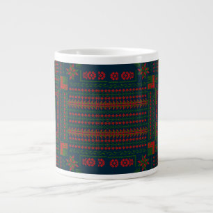 Palestijns Borduurwerk Tatreez rood groen 5 Patroo Extra Grote Beker