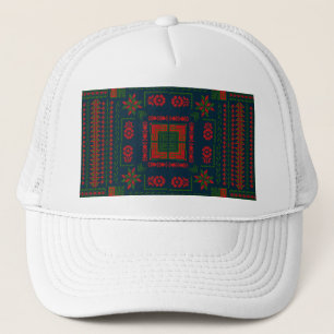 Palestijns Borduurwerk Tatreez rood groen 5 Patroo Trucker Pet