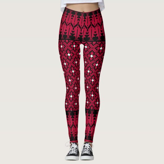 Palestijns Embroidery Tatreez gedrukt ontwerp Leggings (Voorkant)