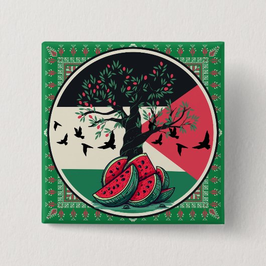 Palestijnse cultuur | Palestijnse watermeloen, oli Vierkante Button 5,1 Cm (Voorkant)