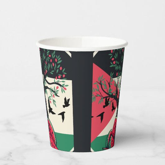 Palestijnse cultuur Palestijnse watermeloen olijfb Papieren Bekers (Links)