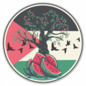 Palestijnse cultuur Palestijnse watermeloen olijfb Sticker (Voorkant)
