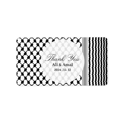 Palestijnse Hatta Keffiyeh bedankt voor jullie bru Etiket (Voorkant)