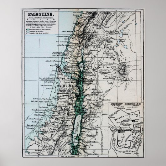 Palestijnse kaart 1889, Midden-Oosten Poster (Voorkant)