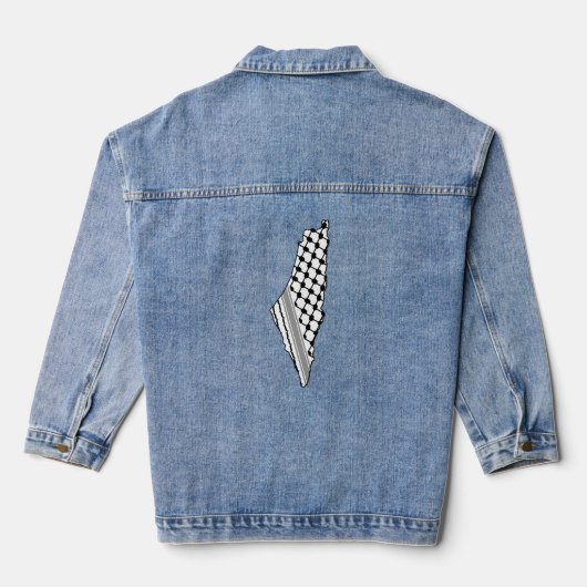 Palestijnse keffiyeh, gratis kaart van Palestina K Denim Jacket (Achterkant)
