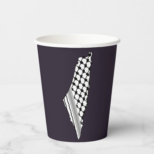 Palestijnse keffiyeh, gratis kaart van Palestina K Papieren Bekers (Achterkant)