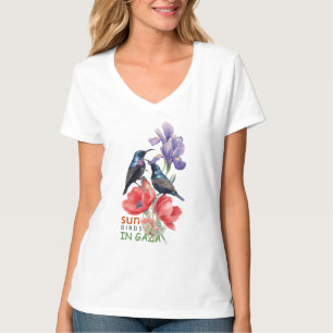 Palestijnse Sunbirds in Gaza Bloemstuk Dames V- T-shirt