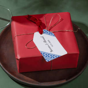 Palestijnse Tatreez Print Cadeaubijsluiter in Blau Cadeaulabel