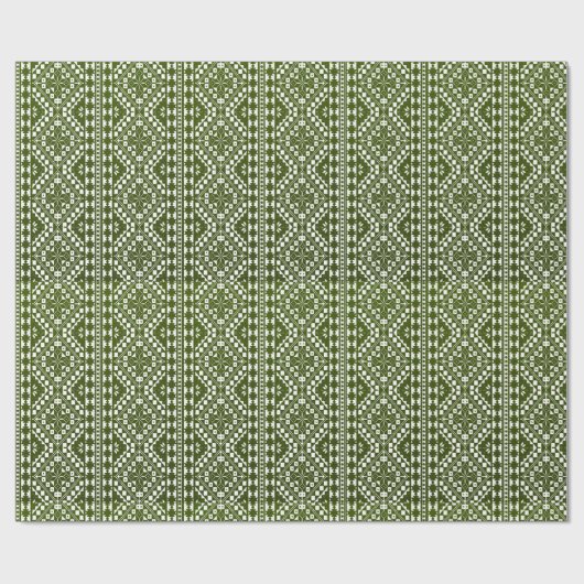 Palestijnse Tatreez print in groen inpakpapier (Vlak)