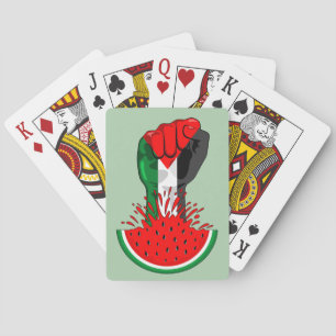 Palestijnse verzetsvuist op watermeloen pokerkaarten