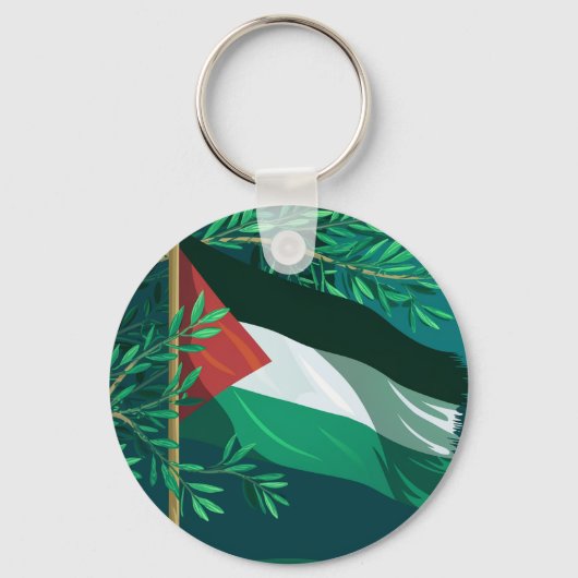 Palestijnse vlag en olijfboom sleutelhanger (Voorkant)