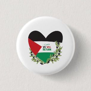 Palestijnse vlag en olijftakken ronde button 3,2 cm