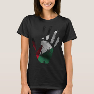 PALESTIJNSE VLAG OP EEN HANDAFDRUK GRATIS PALESTIN T-SHIRT
