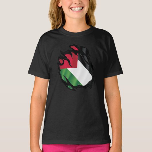 palestijnse vlag verscheurd t-shirt (Voorkant)