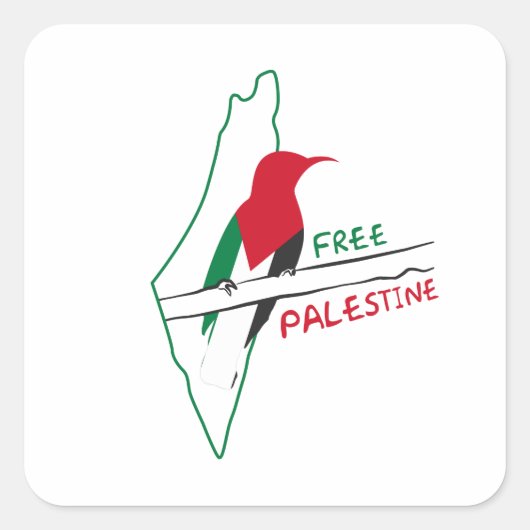 Palestijnse vogelvogelkaart vierkante sticker (Voorkant)