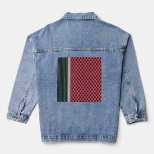 Palestijnse watermeloen Hatta Keffiyeh Kufiya Folk Denim Jacket