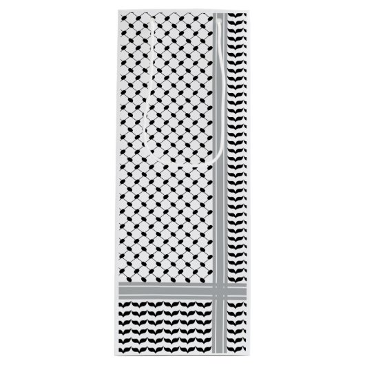 Palestijnse Zwart & Wit Keffiyeh Wijn Cadeautas (Voorkant)