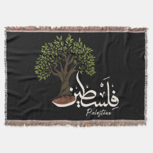 Palestina Arabisch woord met Palestijnse olijfboom Deken