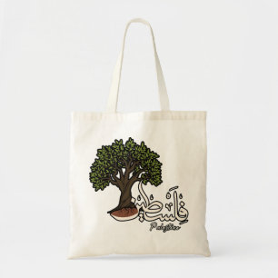 Palestina Arabisch woord met Palestijnse olijfboom Tote Bag