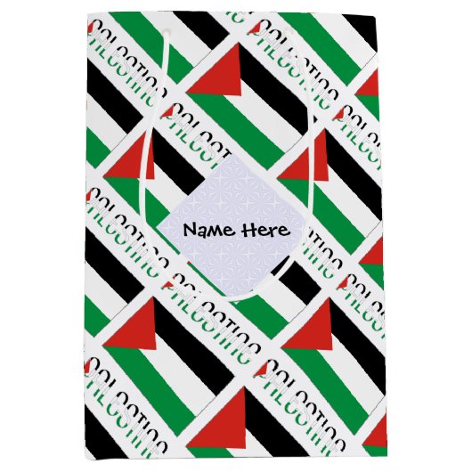 Palestina en Palestijnse vlag met uw Nam Medium Cadeauzakje (Voorkant)
