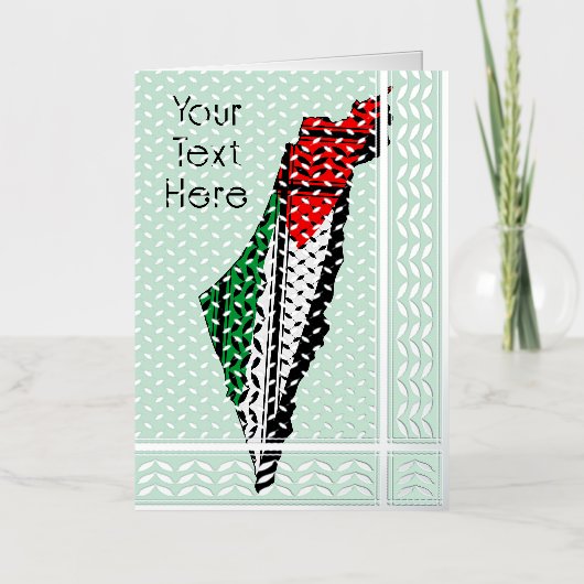 Palestina kaart met vlag en Keffiyeg patroon (Voorkant)